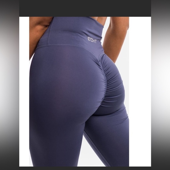 High waisted ECHT scrunch workout leggings in Ever Blue - Picture 4 of 6